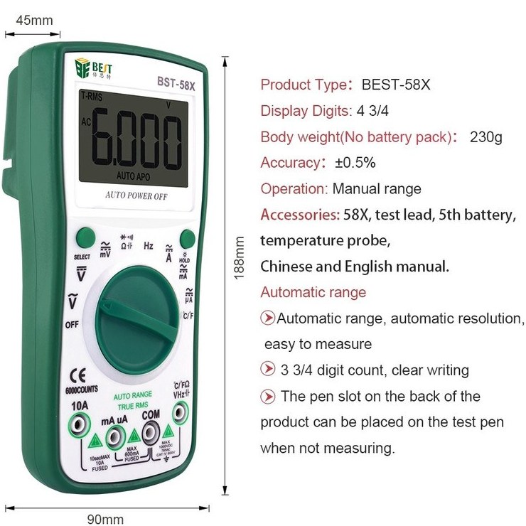 مولتی متر دیجیتال بست مدل BST-58X
